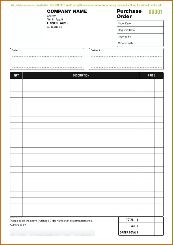 27 Images of Purchase Order Pad Template | zeept.com