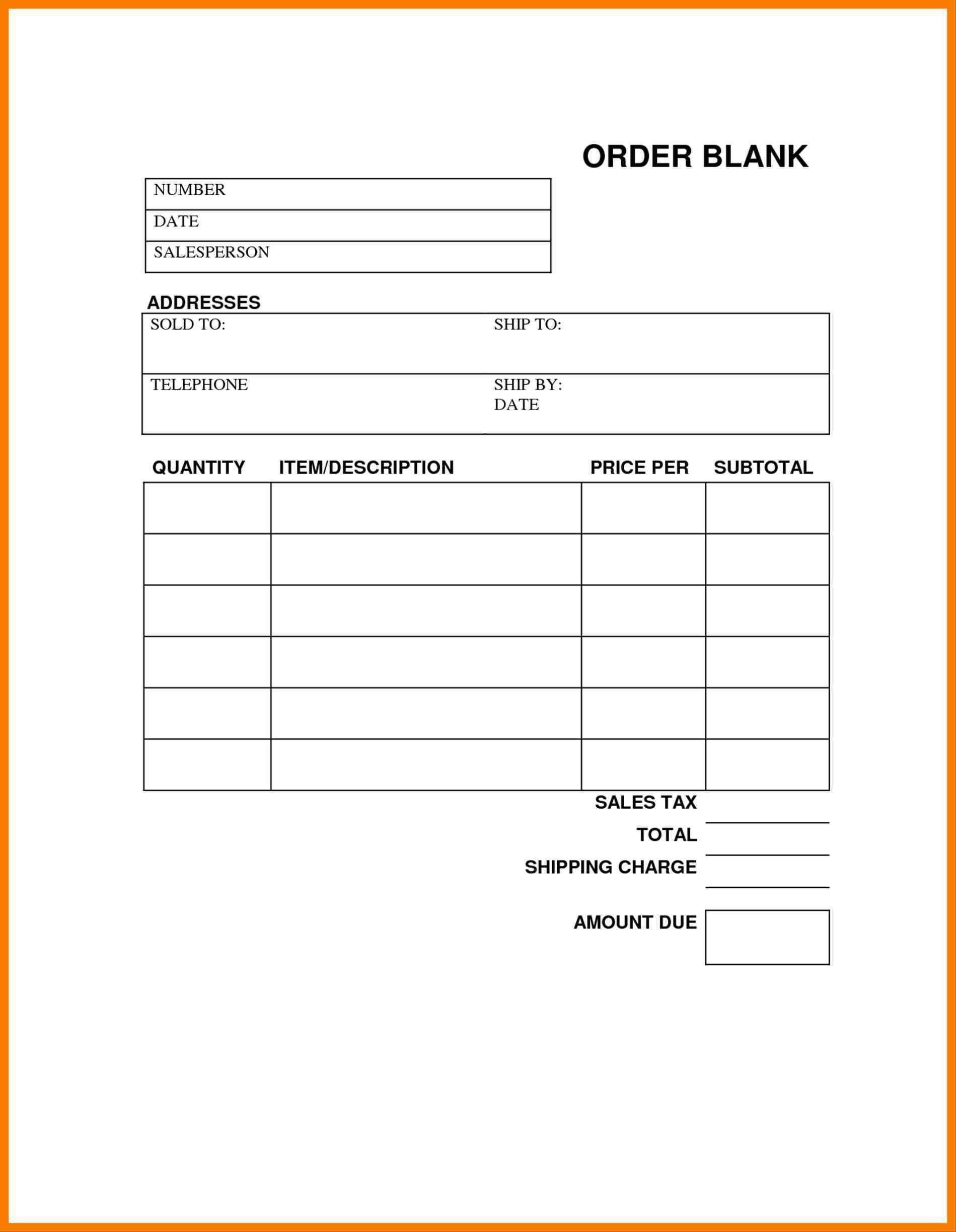 Blank Order Forms Templates Free | Free Tamplate | Order form 