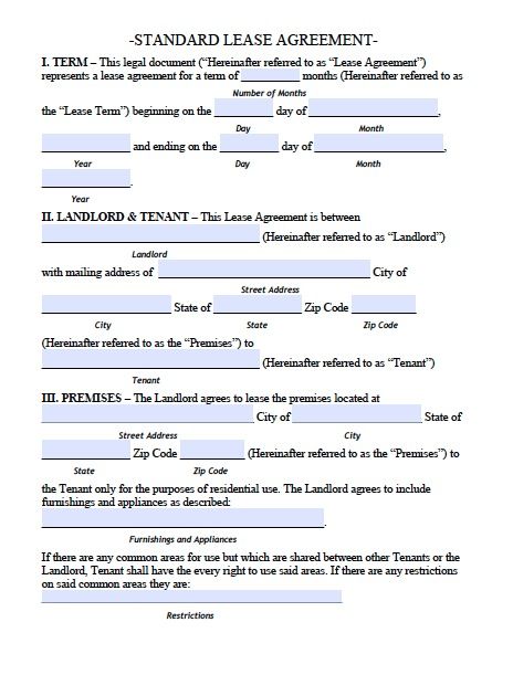 Printable Sample Residential Lease Agreement Template Form | Free 