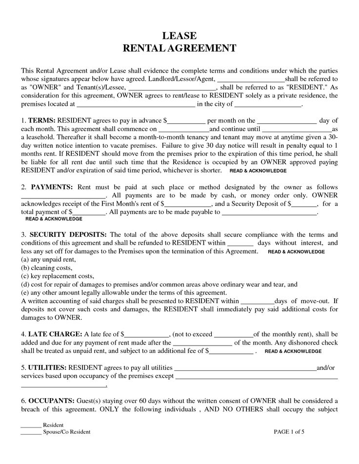 Free Printable Residential Lease Agreement Form Template Business PSD