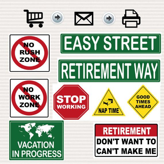 Retirement Party Printable Signs Kit   Road Signs   Travel Theme 