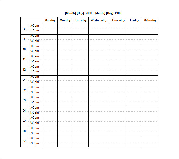 Blank Schedule Template   23+ Free Word, Excel, PDF Format 