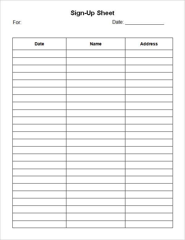 Free Printable Sign Up Sheet Template Template Business PSD Excel