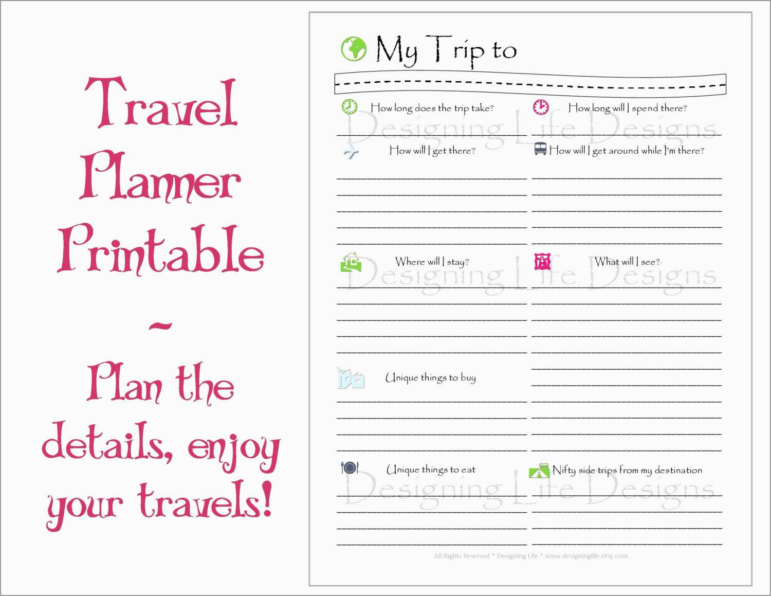 Free Printable Travel Itinerary Template Template Business PSD, Excel