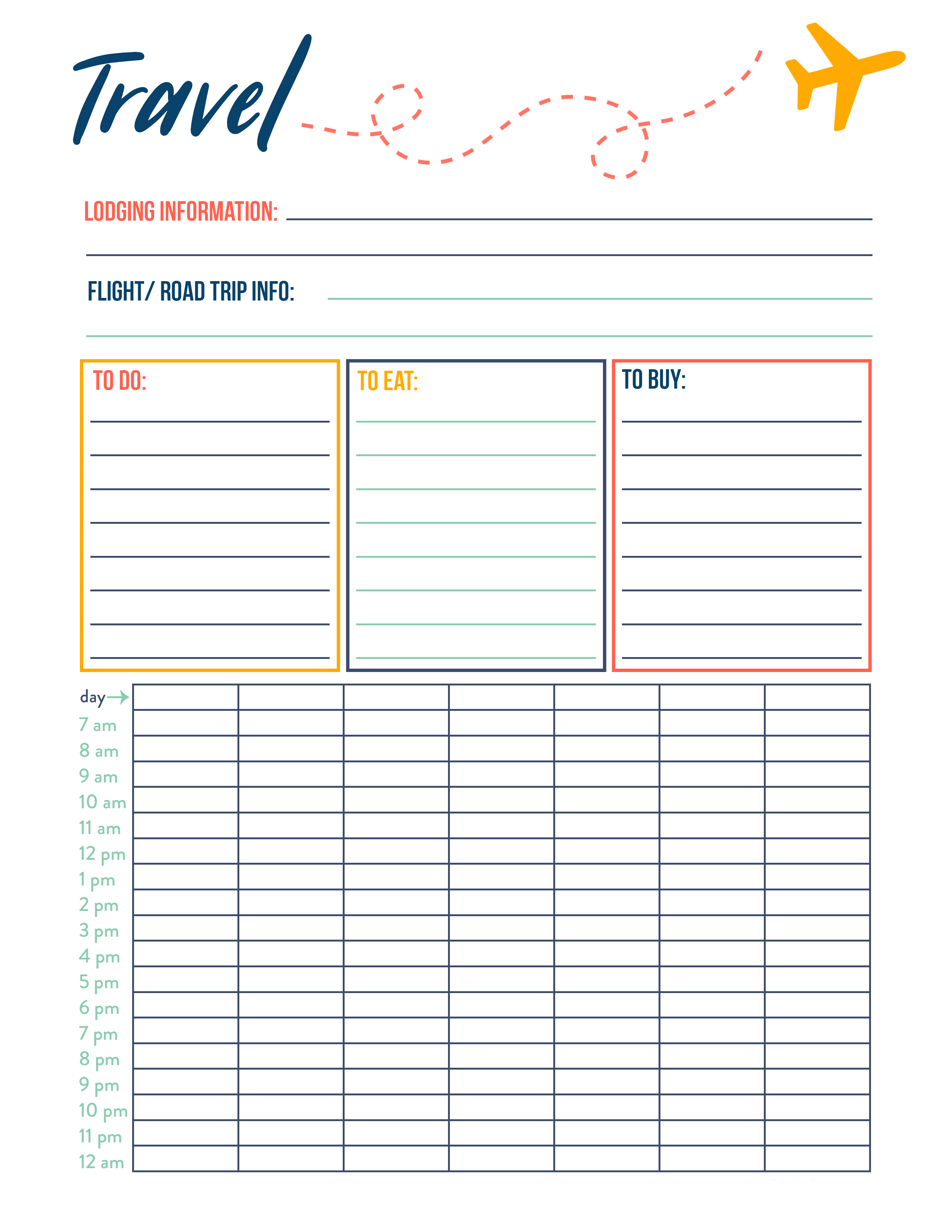 Free Printable Travel Planner Template Business PSD, Excel, Word, PDF