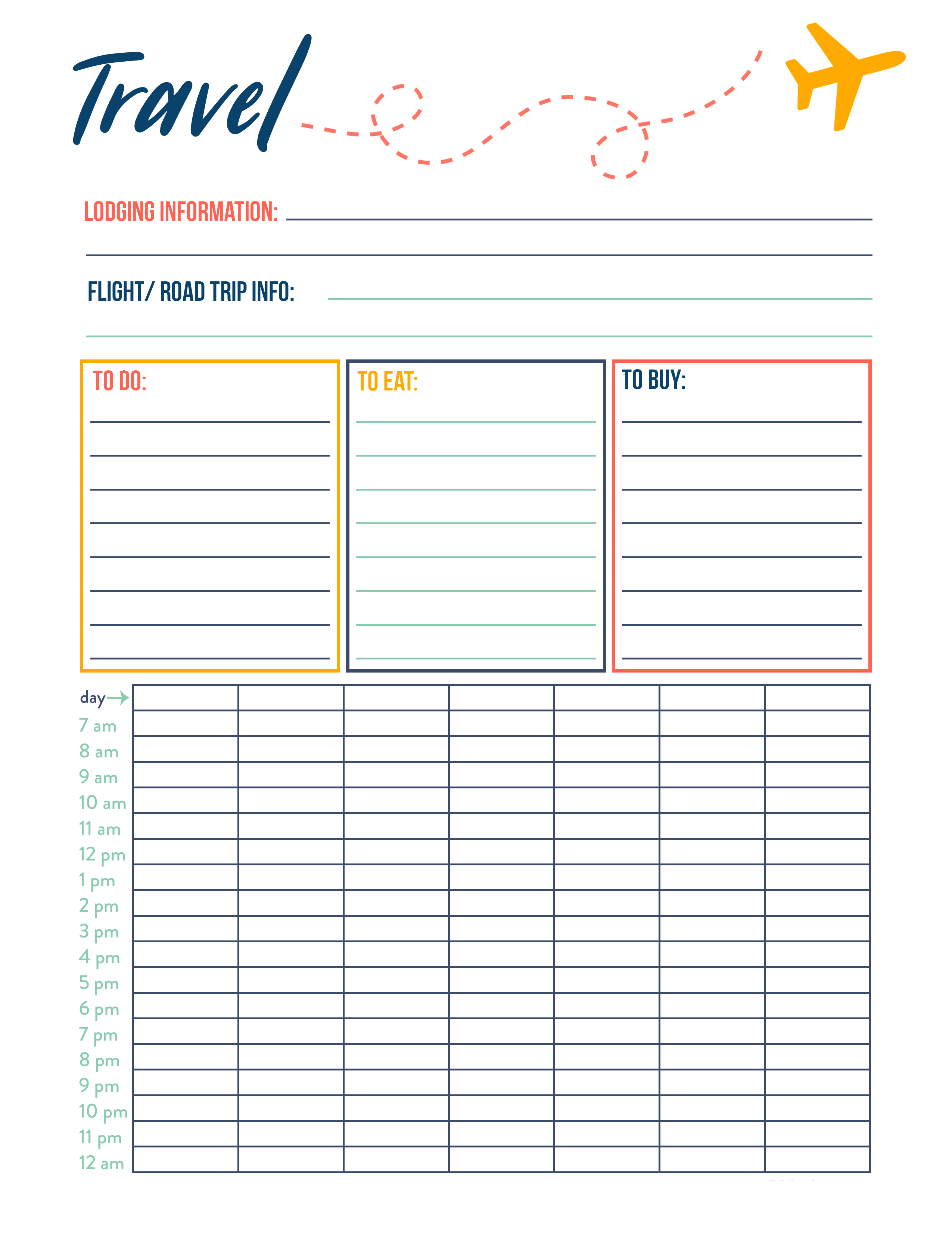 Printable Travel Planner Template