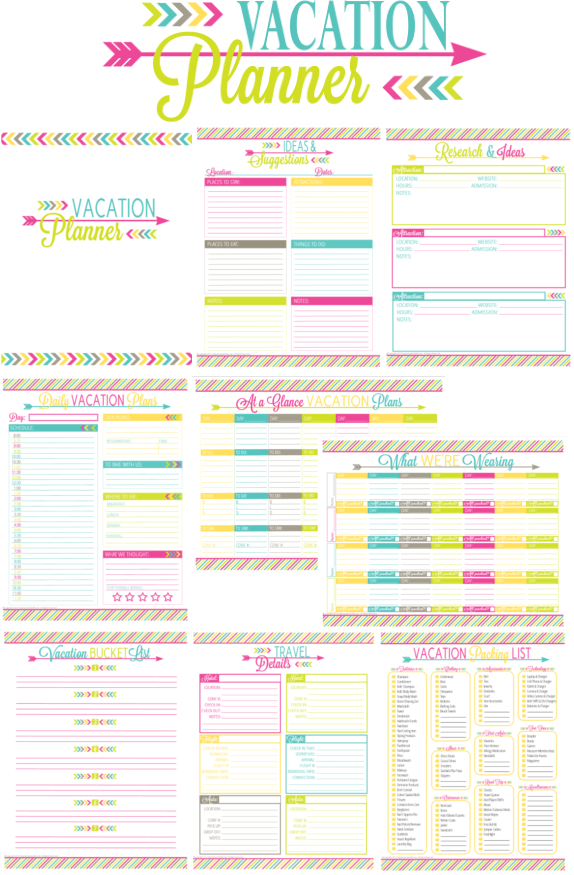 Free Printable Vacation Planner Template | Template Business PSD, Excel