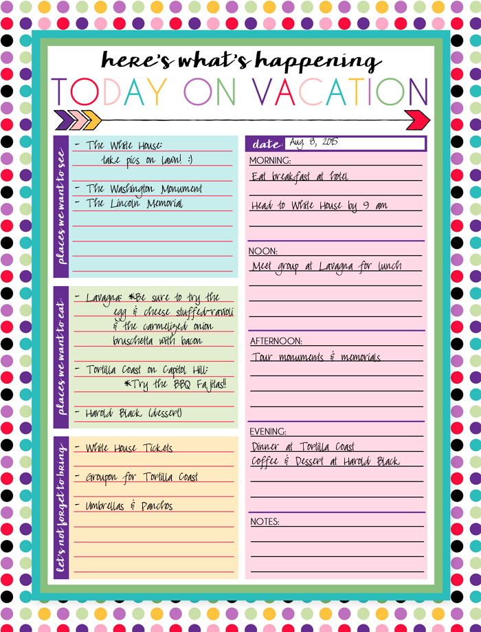 Free Printable Daily and Weekly Vacation Calendars | Organization 