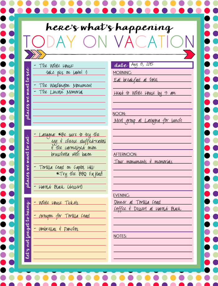 Free Printable Vacation Planner Template | Template Business PSD, Excel