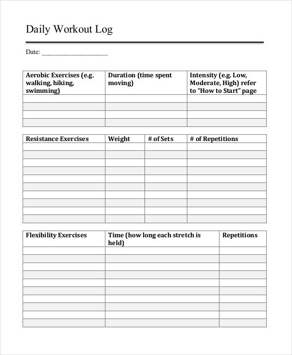 Printable Workout Log   8+ Free PDF Documents Download | Free 