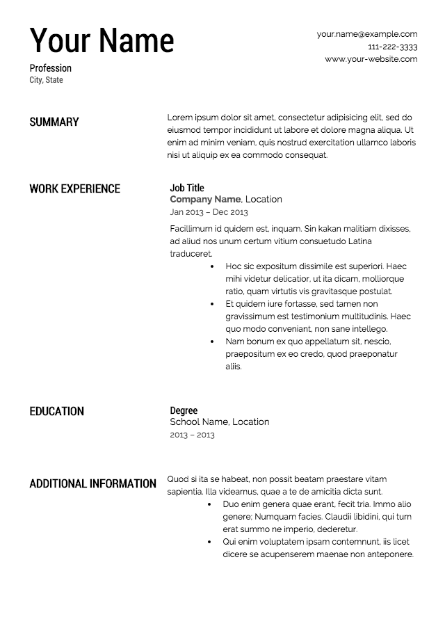 Free Resume Templates Printable  Template Business PSD, Excel, Word, PDF