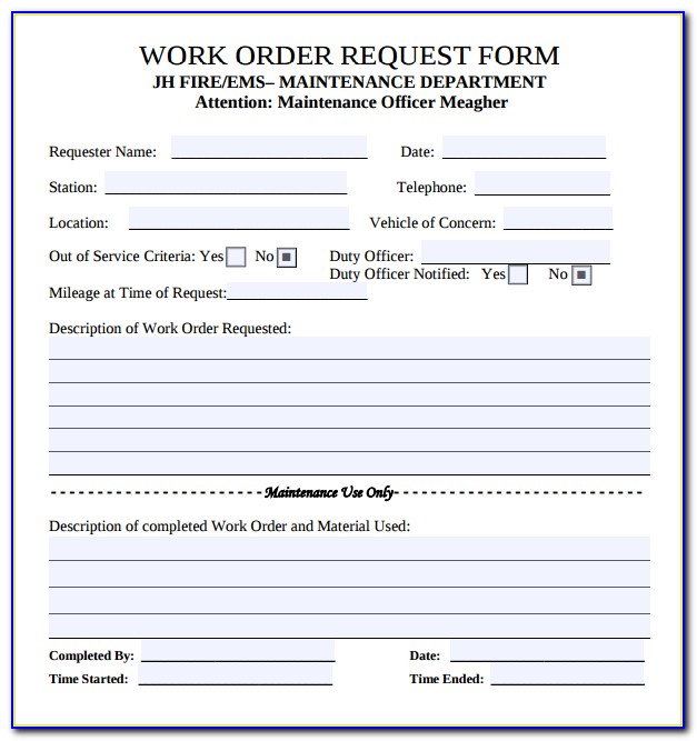 Free Printable Work Order Forms 1   reinadela selva
