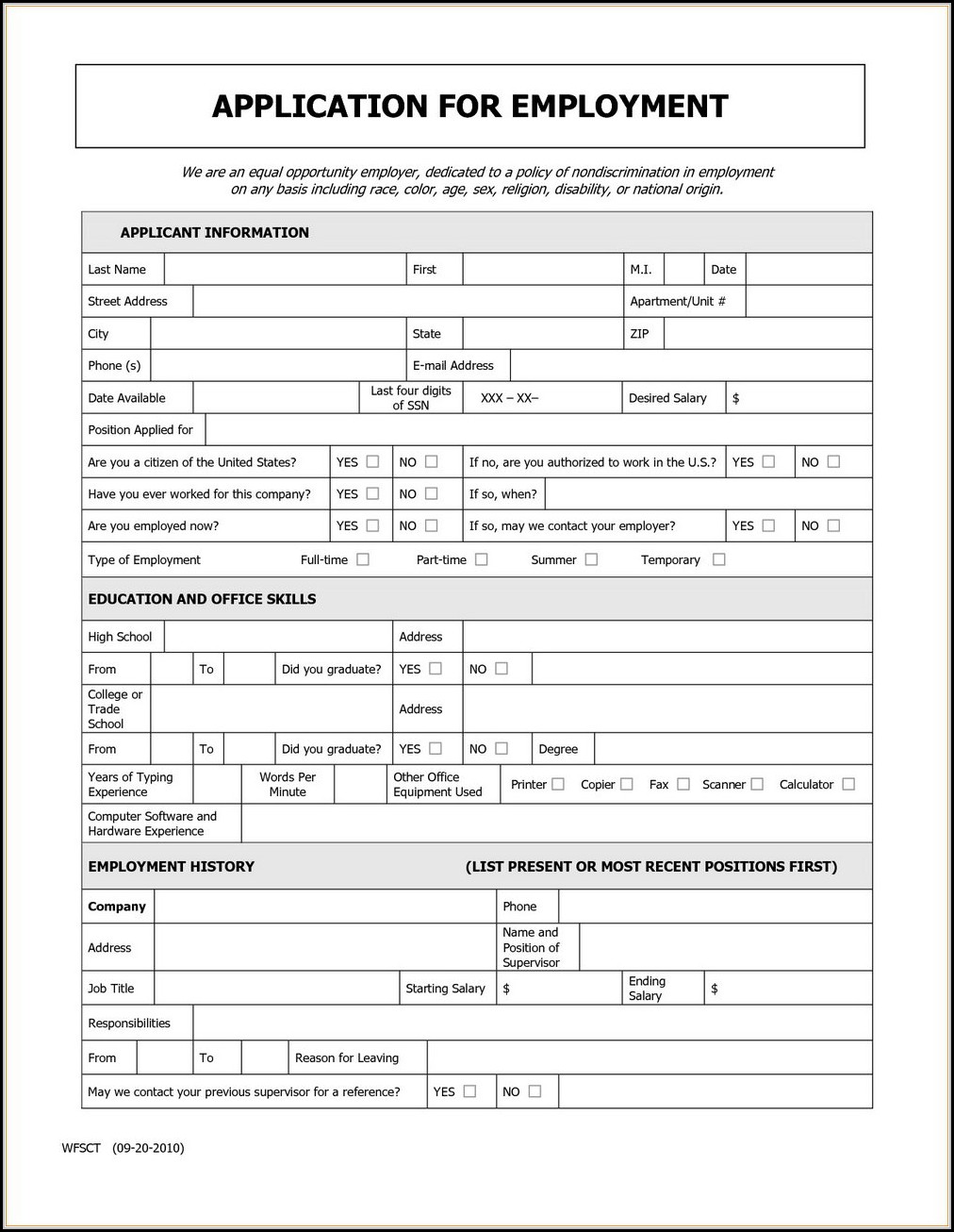 Generic Job Application Printable Free Template Business PSD Excel Word PDF