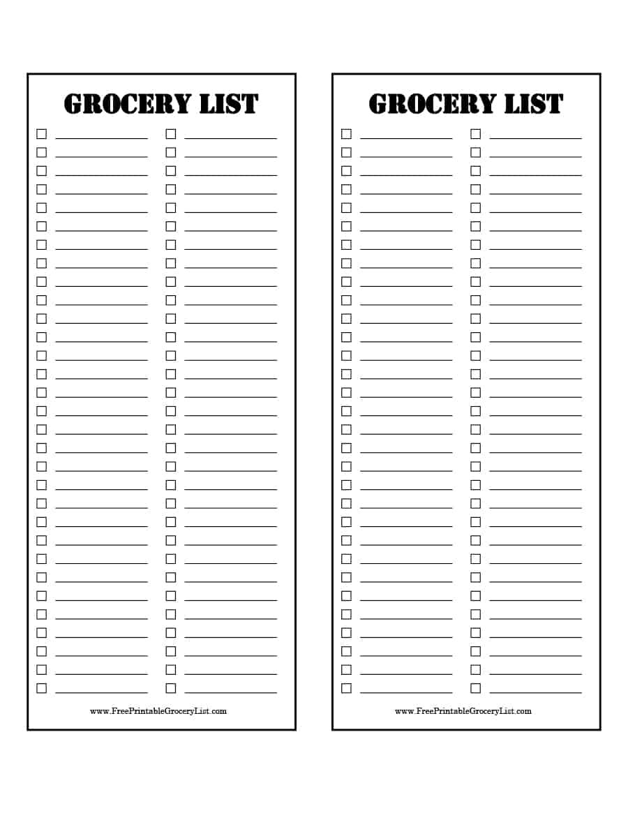 Free Printable Grocery Lists 016 List Templates Shopping Template 