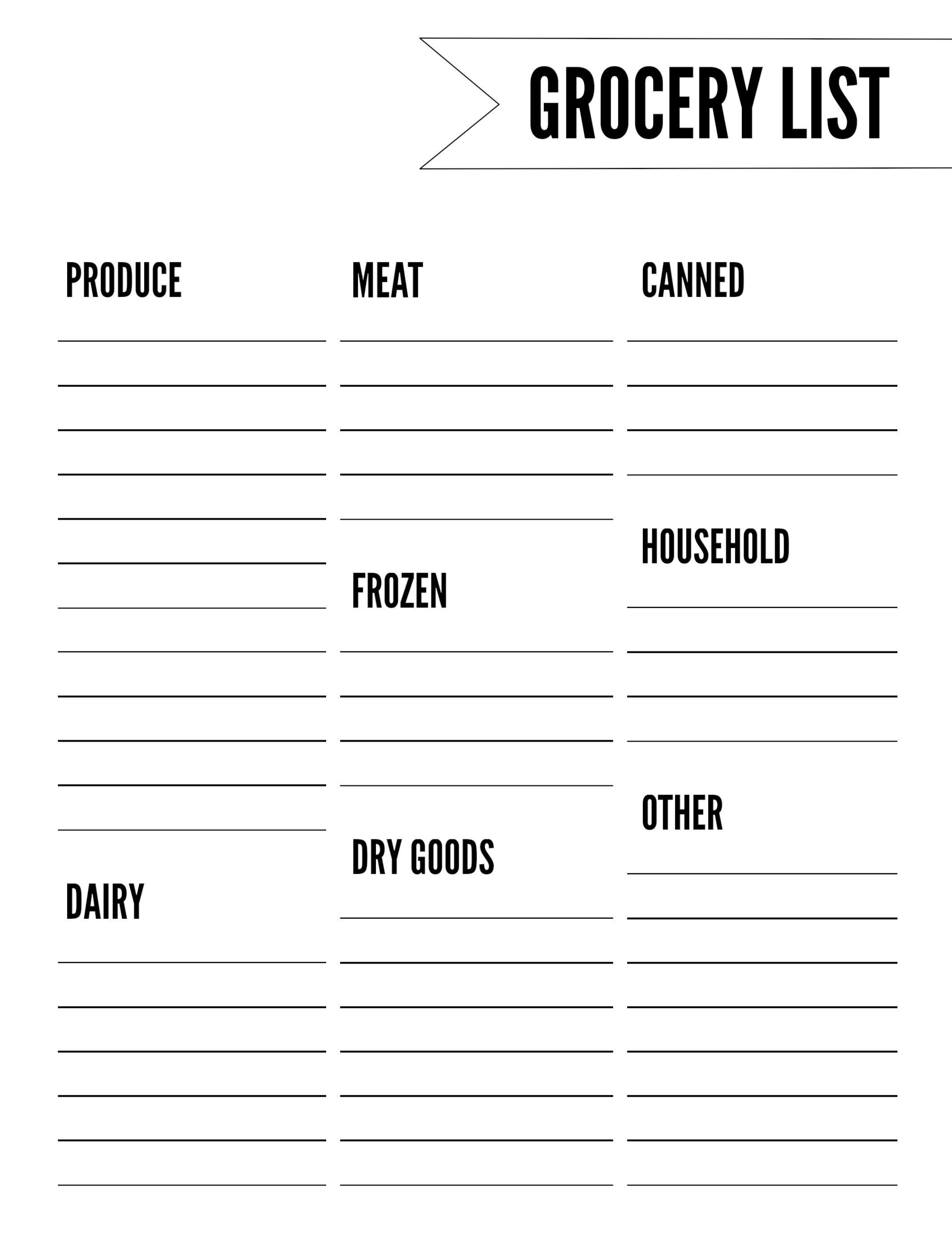 Free Printable Grocery Lists 016 List Templates Shopping Template 
