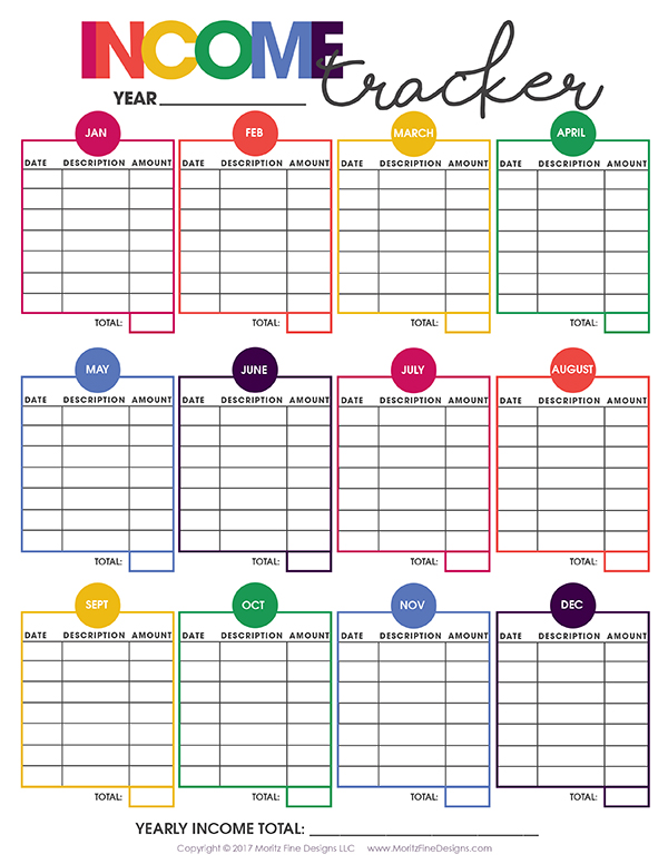 Income Tracker Printable Template Business PSD Excel Word PDF