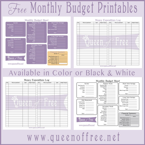 Printable Monthly Budget Worksheet