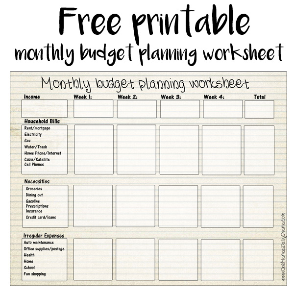 Printable Monthly Budget Worksheet for Tracking Your Spending