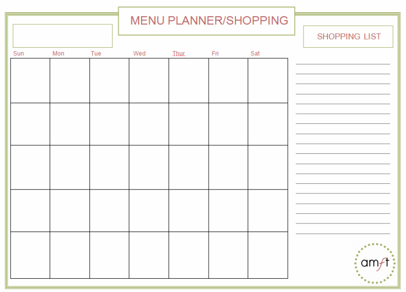 Monthly and Weekly Menu Planners Free Printables   AMFT