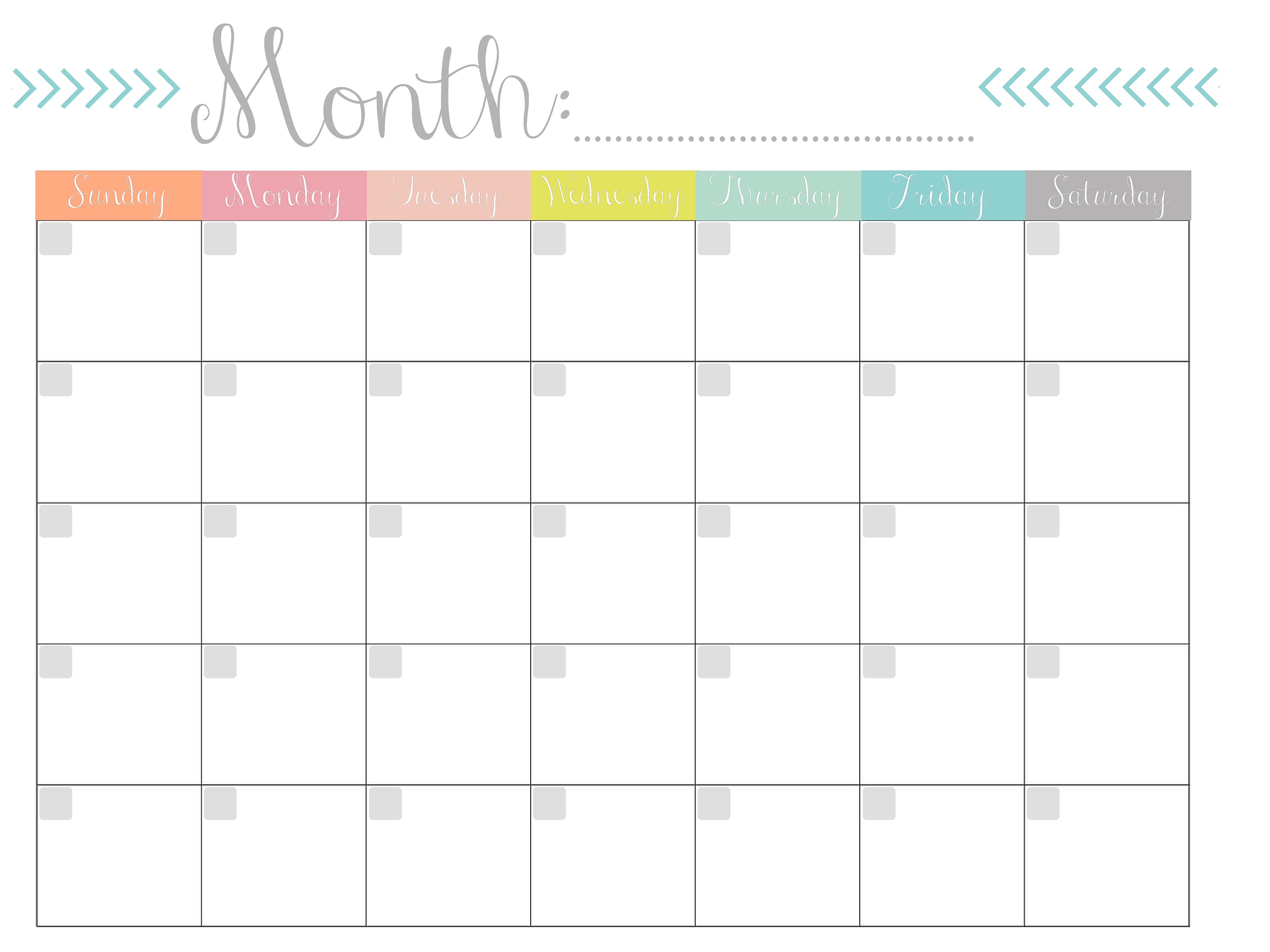 Monthly Calendar FREE Printable