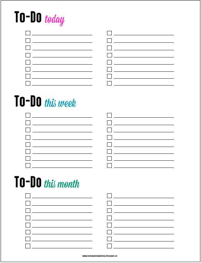 FREE To do list printable: daily, weekly, monthly | Calendars 