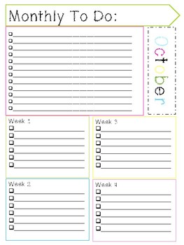 Monthly/Weekly To do list (Printable) by Mrs Ay's English Classroom