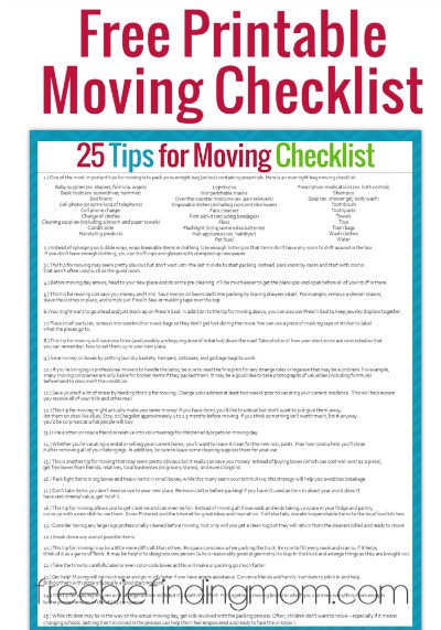 A moving to do list for the organized mover. Free printable moving 