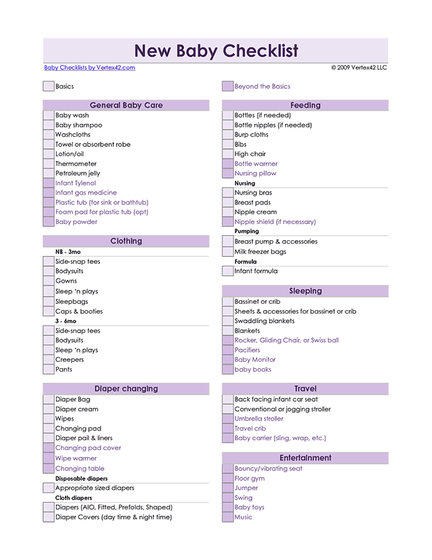 New Baby Checklist Printable | Template Business PSD ...
