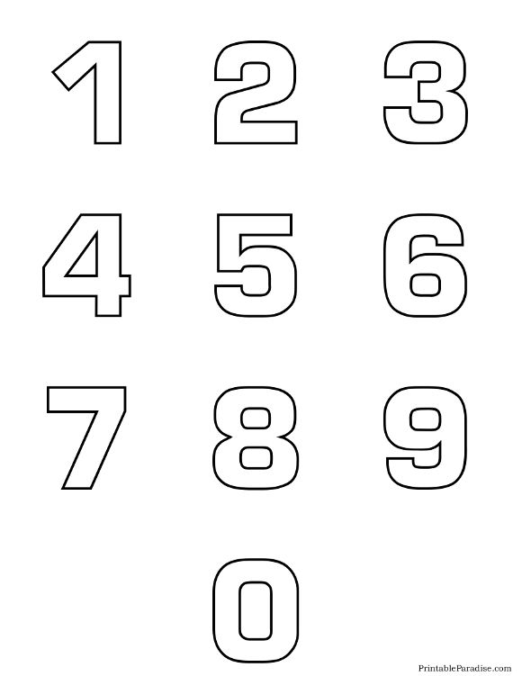 Printable Number Outlines 0 9 on One Page | Montessori and 