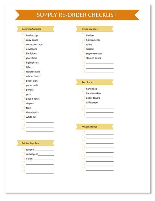 common office supply checklist printable | Organizing Love 