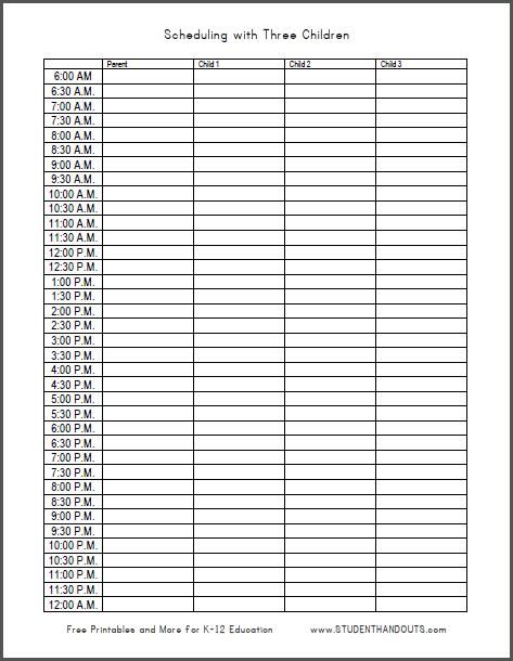 24 Hour Daily Schedule Template Printable | planner 1 | Daily 