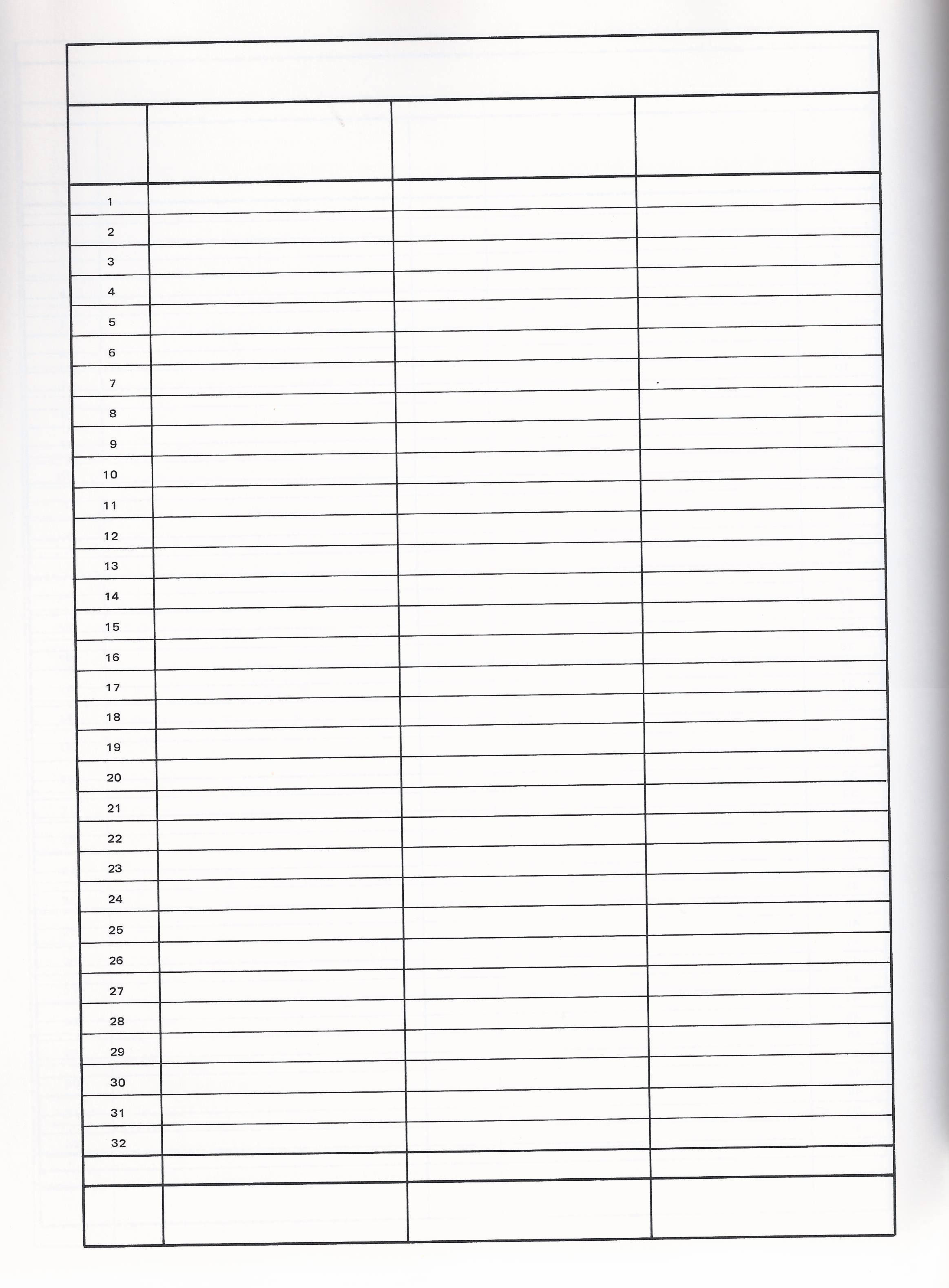 Printable Four Column Chart Pages