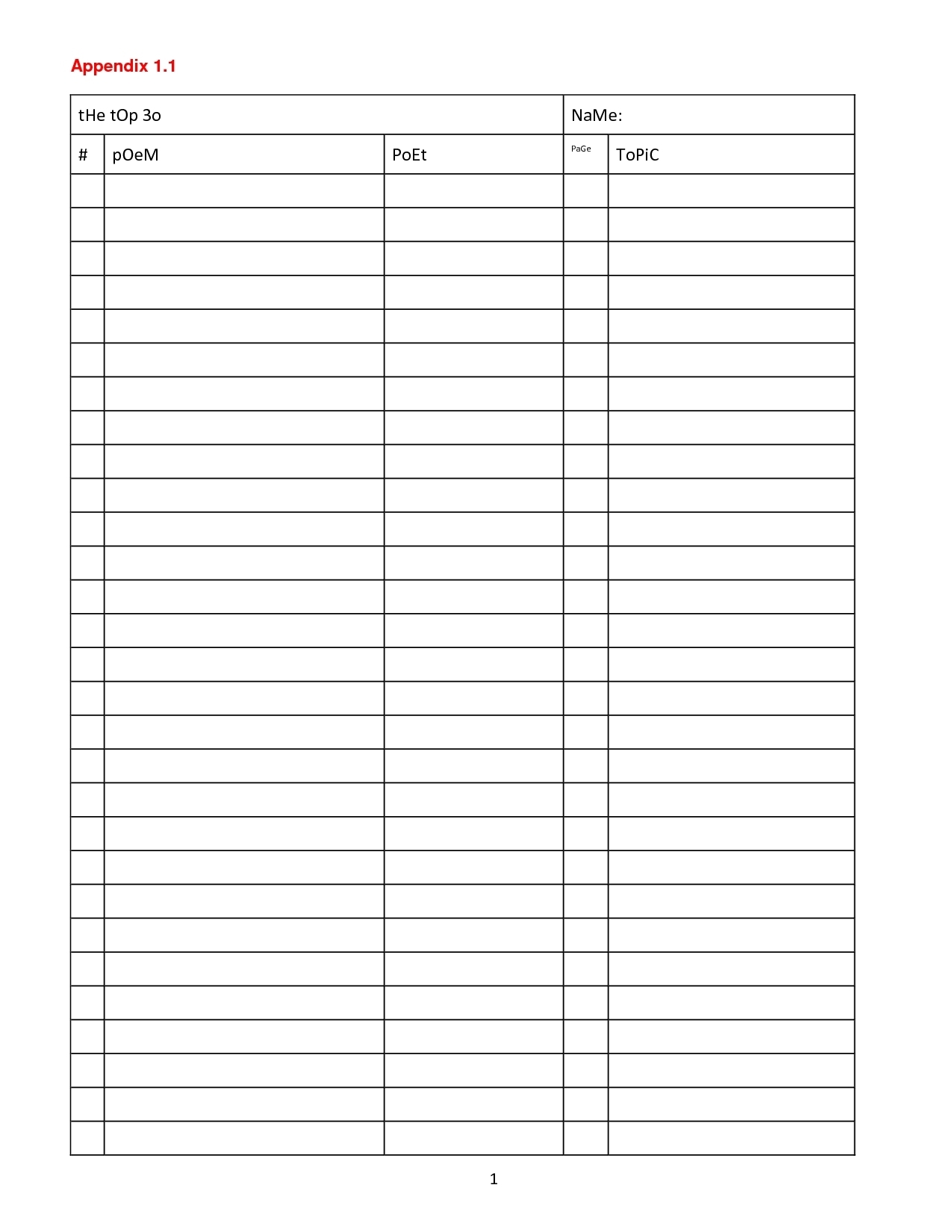 Blank 3 Column Chart