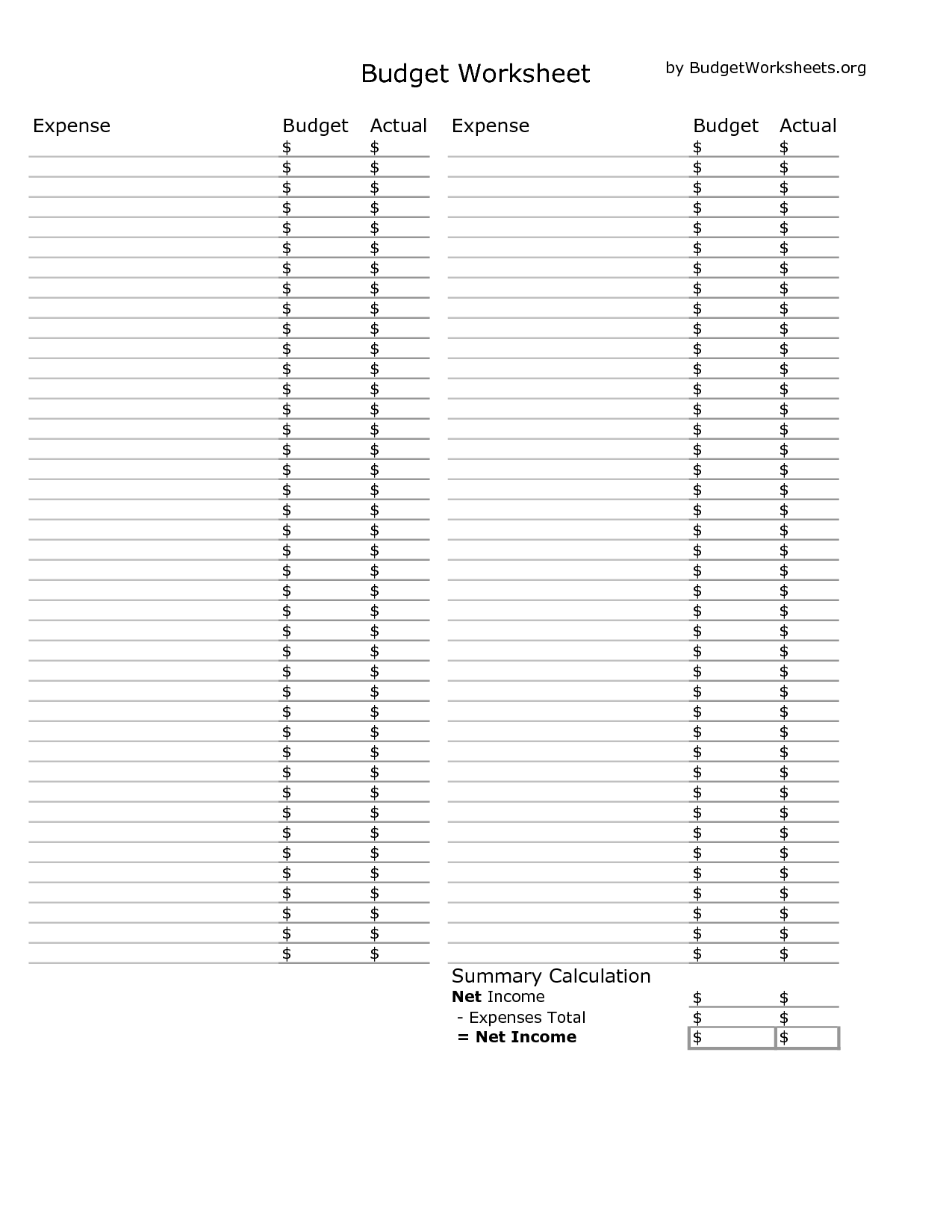Printable Household Budget Worksheets | Printable Budget Sheets 