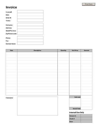 Free Printable Blank Invoice Form 0   reinadela selva