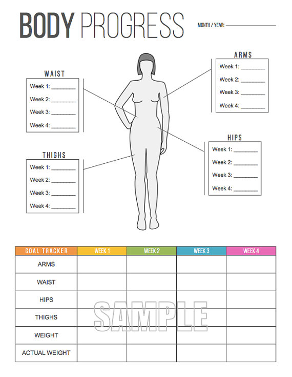 Printable Body Measurement Tracking Chart Template Business PSD