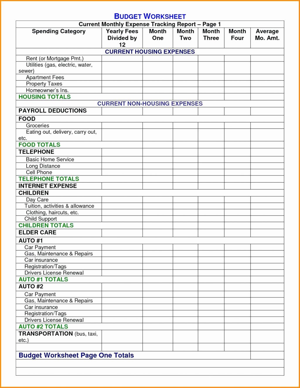 Free Printable Business Worksheets