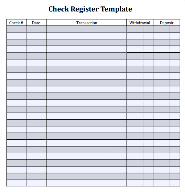 Printable Checkbook Register Pdf Template Business PSD Excel Word PDF