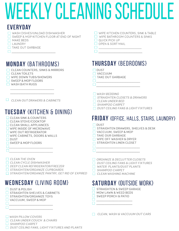 7 Awesome Printable Cleaning Schedules | Cleaning | Cleaning 