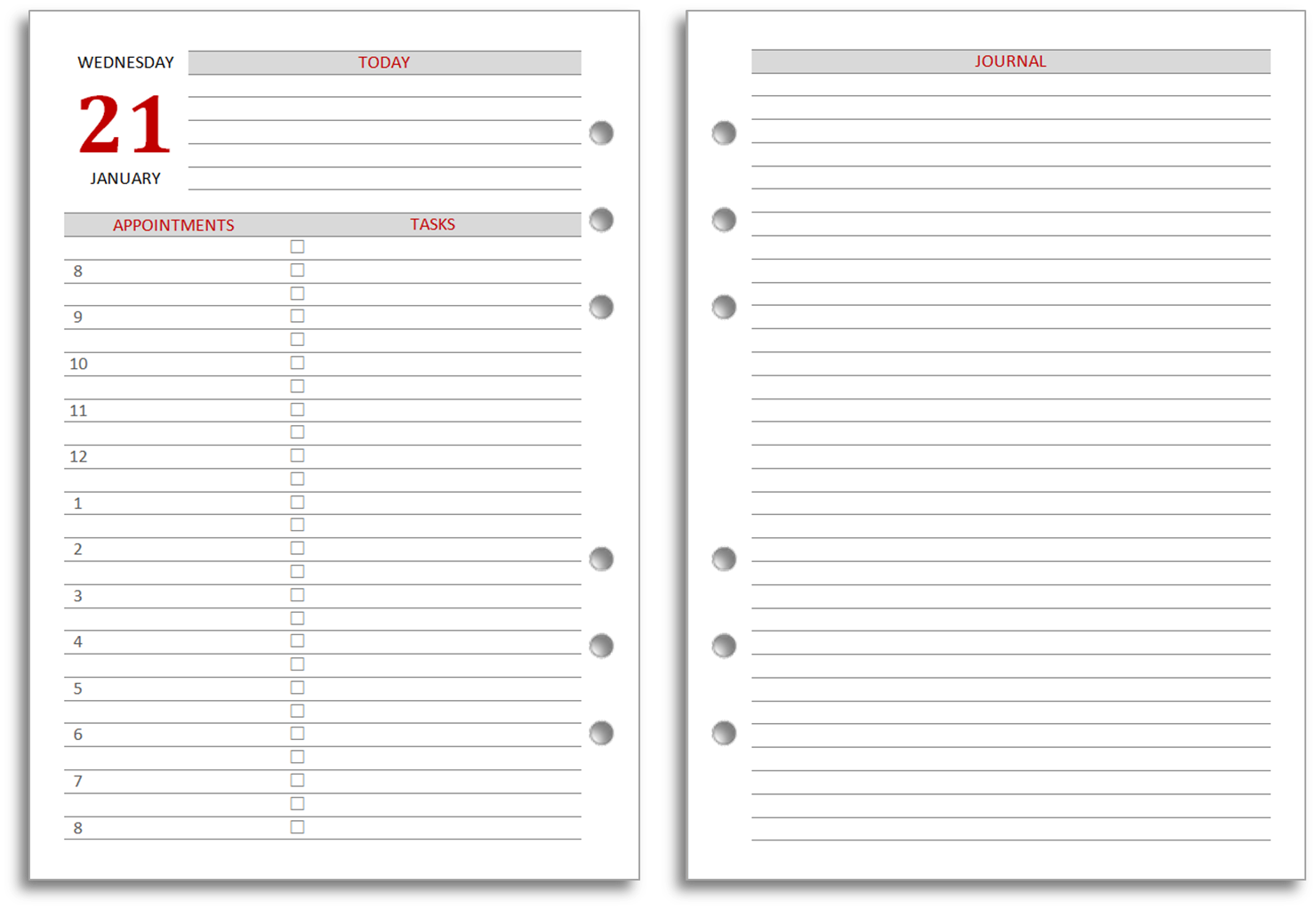 Printable Diary Page Template Business PSD, Excel, Word, PDF