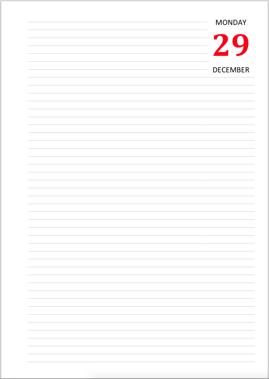 Printable Diary Page Template Business PSD Excel Word PDF