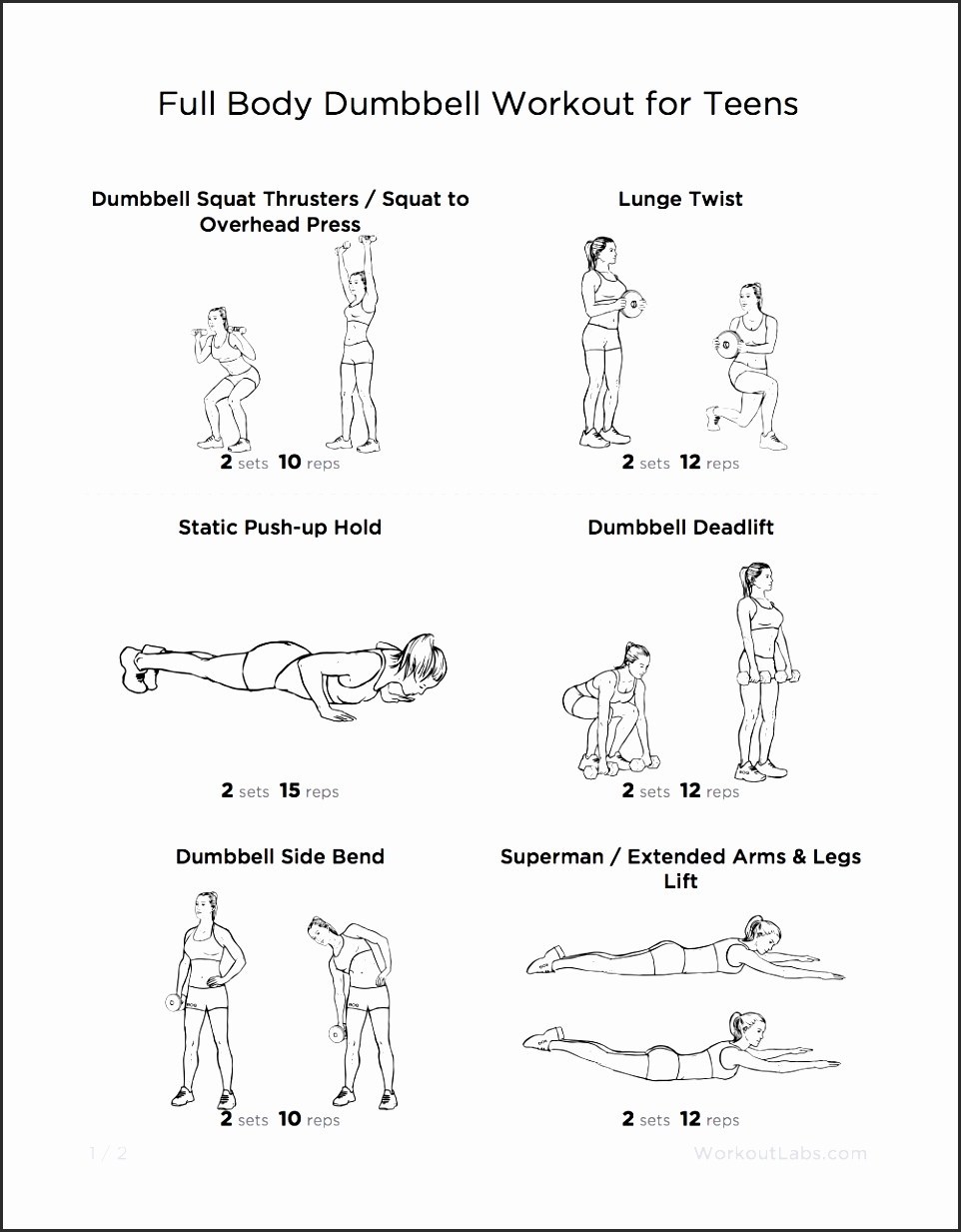 Dumbbell+Exercise+Chart+PDF | Dumbell | Dumbbell workout plan 