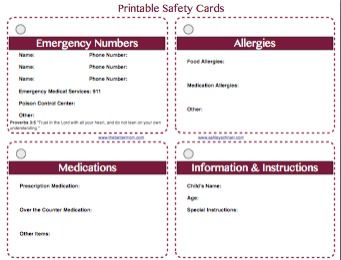 FREE Printable Safety Cards for Your Children | 30 Must Follow 