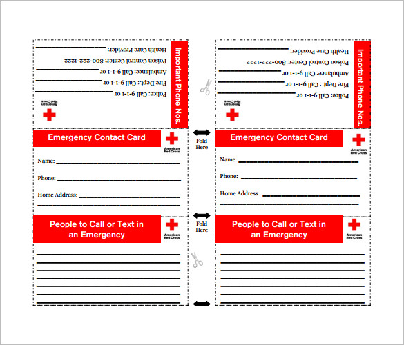 Printable Emergency Contact Card | room surf.com