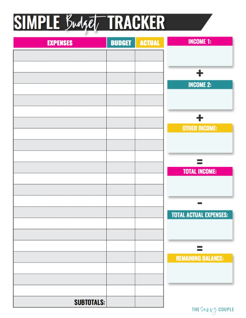 Free printable family budgeting worksheets to set and track 