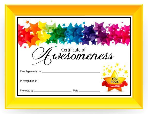Certificate of Awesomeness | PE   Awards & Certificates | Free 