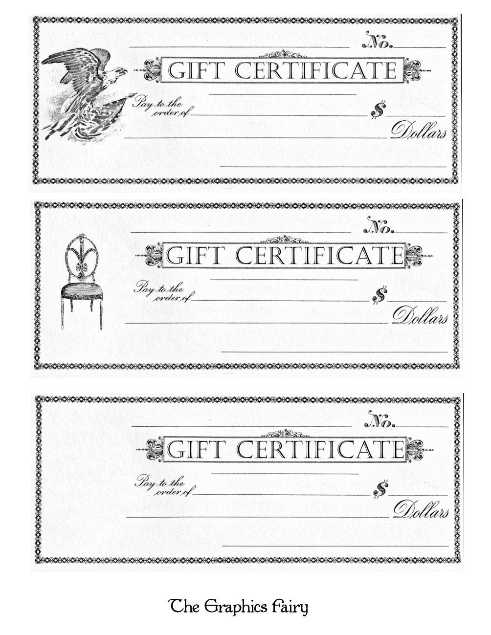 Free Printable   Gift Certificates   The Graphics Fairy