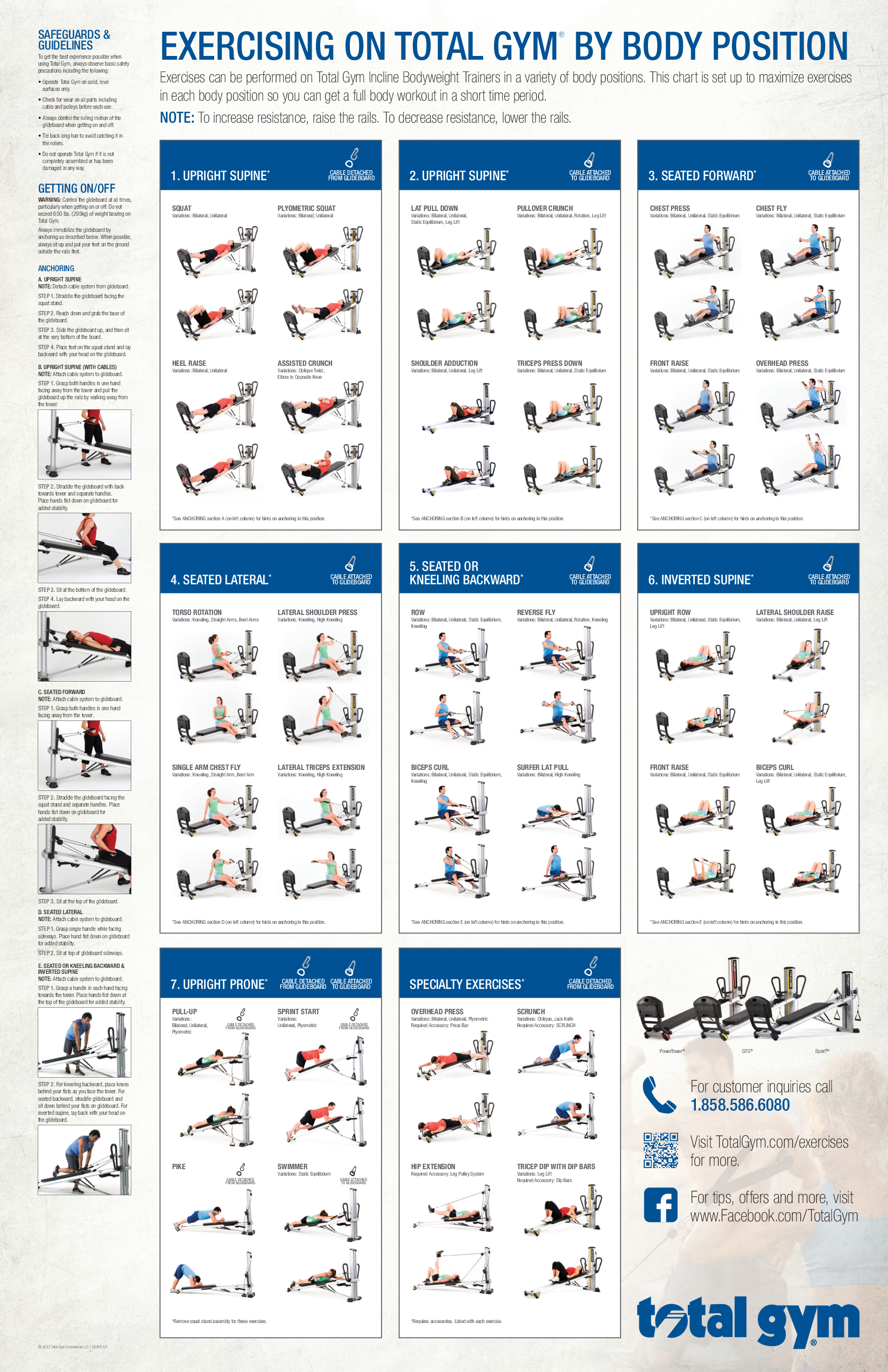 Total Gym Exercises Printable | Total Gym Incline Bodyweight 