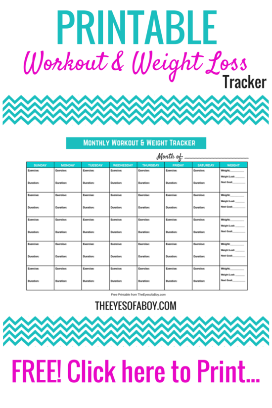 Free printable Workout & Weight Loss tracker calendar | Fitness 