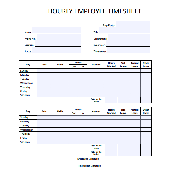 Hourly Time Sheets Printable | shop fresh